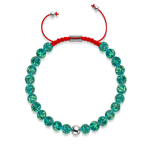 Mini Teal Firefly Glass x Red String Bracelet